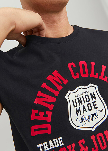 Jack and Jones Heren T-shirt met Logo Print zwart rood