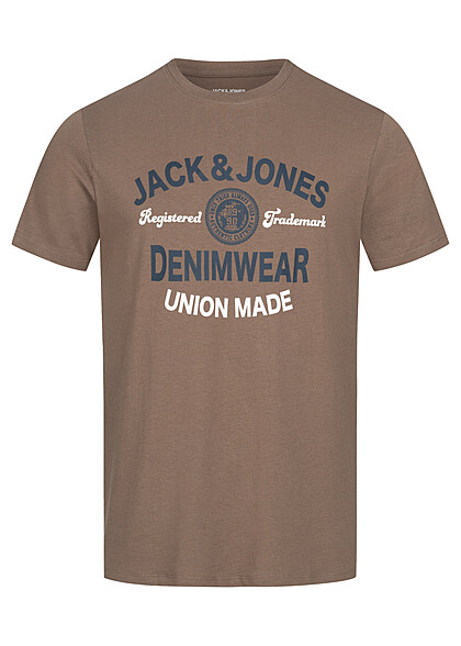 Jack and Jones Heren T-shirt met Logo Print falcon bruin