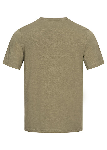 Jack and Jones Heren T-shirt met Logo Print en Ronde Hals olie groen en wit