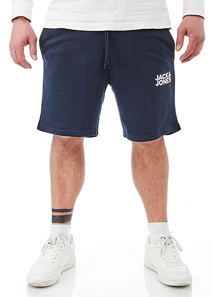 Jack and Jones Heren Shorts Korte Broek met Logo Print en 2 Zakken navy blazer blauw