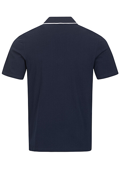 Jack and Jones Heren Polo T-Shirt met Knopenlijst navy blazer blauw rood