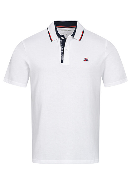 Jack and Jones Heren Polo T-Shirt met Knopenlijst wit - Art.-Nr.: 23030353