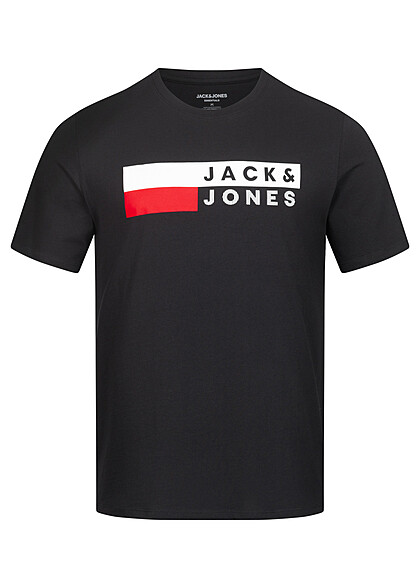 Jack and Jones Heren NOOS T-Shirt met Ronde Hals en Logo Print zwart wit rood - Art.-Nr.: 23030355