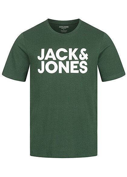 Jack and Jones Heren NOOS T-Shirt met Ronde Hals en Logo Print mountain view groen - Art.-Nr.: 23030361