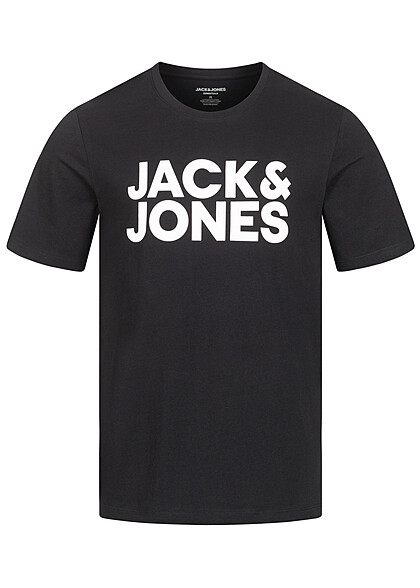 Jack and Jones Heren NOOS T-Shirt met Ronde Hals en Logo Print zwart wit - Art.-Nr.: 23030363