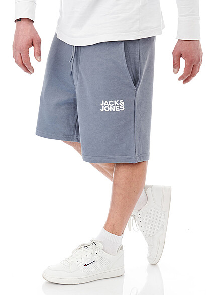 Jack and Jones Heren Shorts korte broek met Logo Print en 2-Zakken flint stone blauw - Art.-Nr.: 23030368