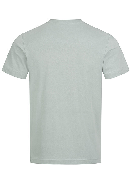Tom Tailor Heren T-Shirt met V-hals en Logo Print licht ijsblauw