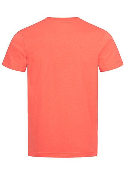 Tom Tailor Herren T-Shirt mit Rundhals und Logo Print soft peach orange