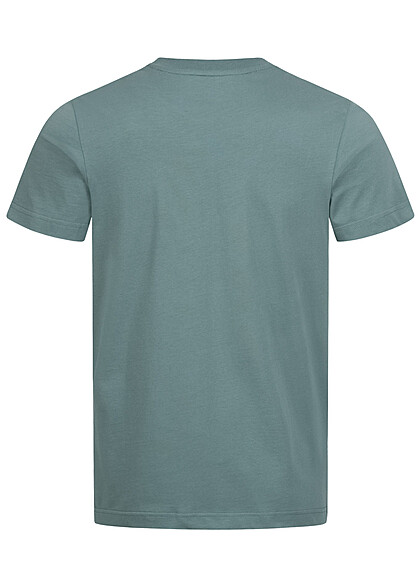 Tom Tailor Herren T-Shirt mit Rundhals und Logo Print deep bluish grün
