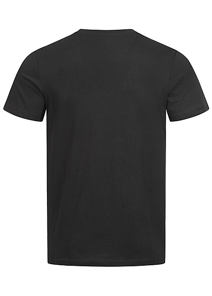 Tom Tailor Herren T-Shirt mit Rundhals und Logo Print schwarz weiss
