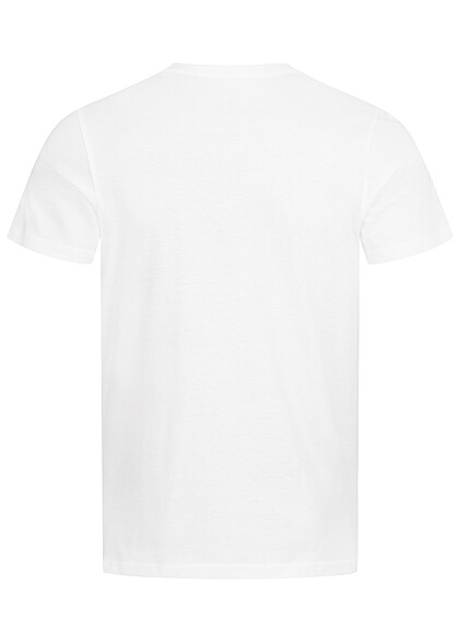 Tom Tailor Herren T-Shirt mit Rundhals und Logo Print weiss schwarz