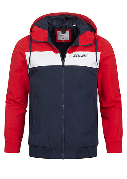 Jack and Jones Heren NOOS Bomberjack met capuchon 2 zakken true rood navy blauw wit