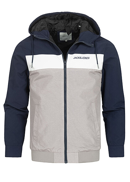 Jack and Jones Heren NOOS Bomberjack met capuchon en 2 zakken navy blazer blauw grijs wit - Art.-Nr.: 23030380