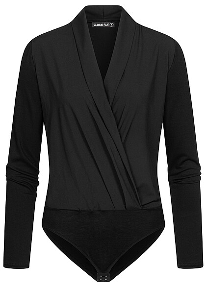 Cloud5ive Damen Viskose Body in Wickeloptik schwarz - Art.-Nr.: 23036706