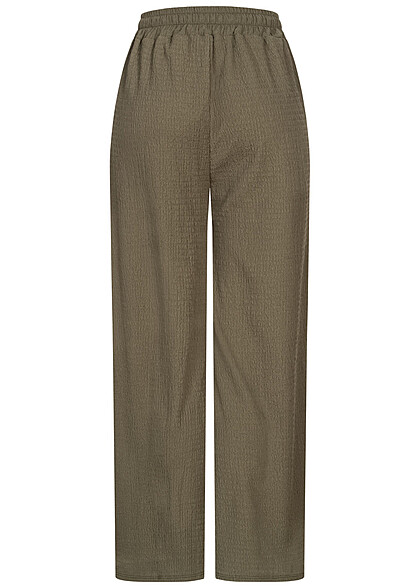 Cloud5ive Damen Sommerhose mit weitem Schnitt und Strukturstoff khaki
