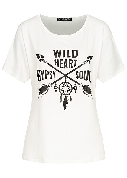 Cloud5ive Damen T-Shirt Wild Heart print weiss - Art.-Nr.: 23036756