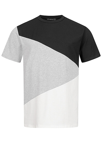 Seventyseven Lifestyle Herren T-Shirt mit Zick Zack Print schwarz grau weiss - Art.-Nr.: 23036757