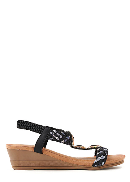 Seventyseven Lifestyle Damen Schuh High Heel Sandale  m. Flecht Details schwarz