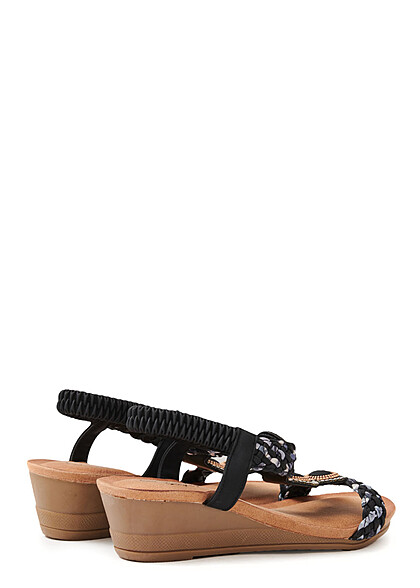 Seventyseven Lifestyle Damen Schuh High Heel Sandale  m. Flecht Details schwarz