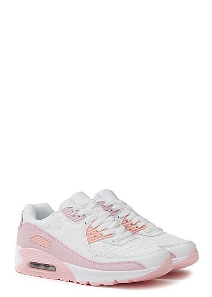 Seventyseven Lifestyle Damen Schuh Kunstleder Sneaker Colorblock weiss pink - Art.-Nr.: 23036788