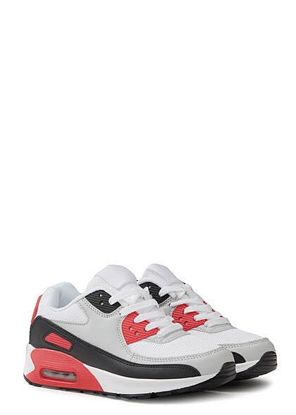 Seventyseven Lifestyle Damen Schuh Kunstleder Sneaker Colorblock weiss rot schwarz - Art.-Nr.: 23036792