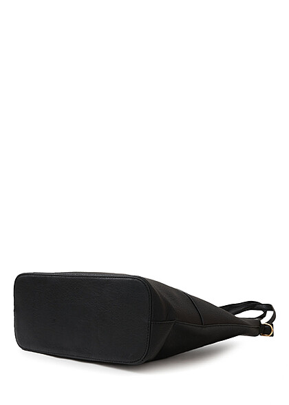 Styleboom Fashion Damen Kunstleder Handtasche mit Gold Details schwarz