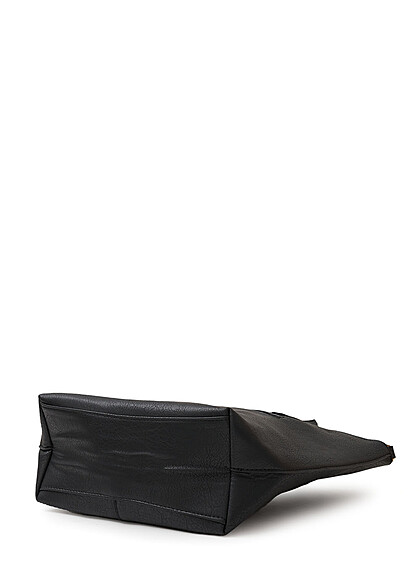 Styleboom Fashion Damen Kunstleder Handtasche mit Gold Details schwarz