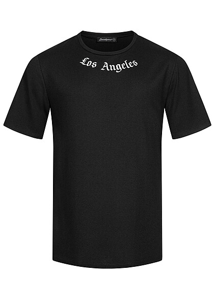 Seventyseven Lifestyle Herren T-Shirt mit Los Angeles Print schwarz weiss - Art.-Nr.: 23036810
