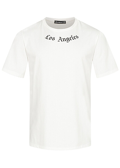 Seventyseven Lifestyle Herren T-Shirt mit Los Angeles Print weiss schwarz - Art.-Nr.: 23036811
