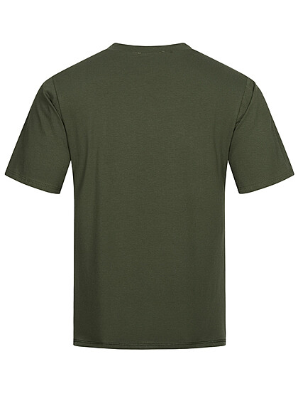 Seventyseven Lifestyle Herren Colorblock Rundhals T-Shirt oliv grn weiss schwarz