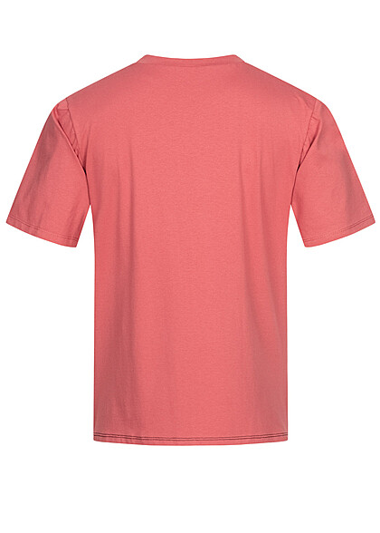 Seventyseven Lifestyle Herren Colorblock Rundhals T-Shirt rosa weiss schwarz