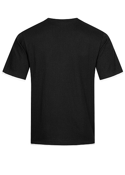 Seventyseven Lifestyle Herren Kontrast T-Shirt 2in1-Optik schwarz weiss
