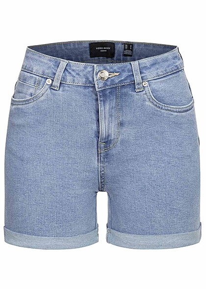 Vero Moda Dames NOOS Jeans Shorts met 5-Pockets en Leg Wrap lichtblauw denim - Art.-Nr.: 23040011