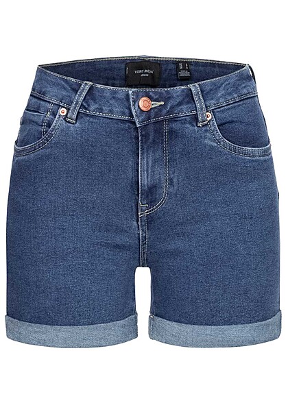 Vero Moda Dames NOOS Jeans Shorts met 5 zakken en Leg Wrap medium blauw denim - Art.-Nr.: 23040012