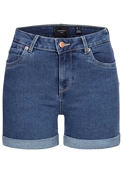 Vero Moda Dames NOOS Jeans Shorts met 5 zakken en Leg Wrap medium blauw denim