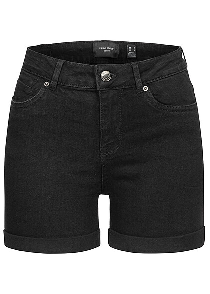 Vero Moda Dames NOOS Jeans Shorts met 5 zakken en Leg Wrap zwart - Art.-Nr.: 23040013