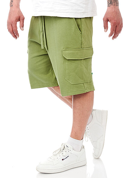 Urban Classics Heren Organic Cargo Sweat Shorts olijf - Art.-Nr.: 23040027