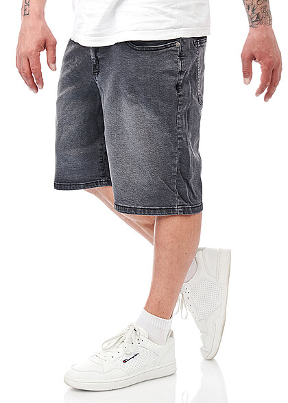 Urban Classics Heren Korte broek Relaxed Fit Jeans 4-Pockets echt zwart gewassen - Art.-Nr.: 23040030
