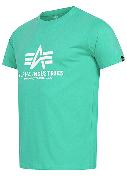Alpha Industries Heren Basic T-shirt met Logo Print stoffig lichtgroen