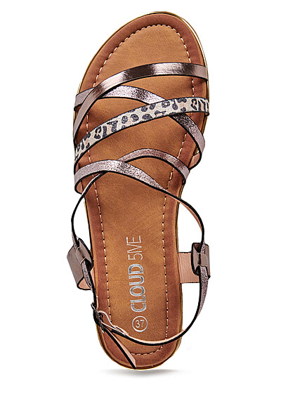 Cloud5ive Dames Schoenen Strap sandalen met details in leo print en zilvergrijs