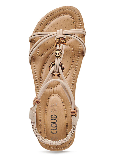 Cloud5ive Dames Schoenen Strap sandalen met decoratieve elementen beige - Art.-Nr.: 23046560
