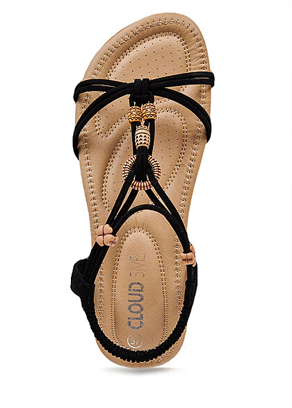 Cloud5ive Damen Schuhe Riemen-Sandalen mit Deko-Elementen schwarz - Art.-Nr.: 23046561