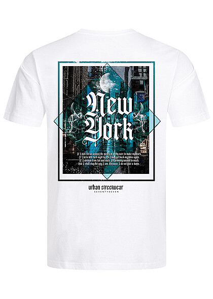 Seventyseven Lifestyle Herren T-Shirt mit NY Back-Print weiss