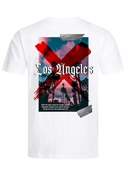Seventyseven Lifestyle Herren T-Shirt mit LA Back-Print weiss