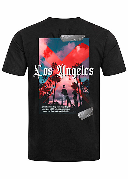 Seventyseven Lifestyle Herren T-Shirt mit LA Back-Print schwarz