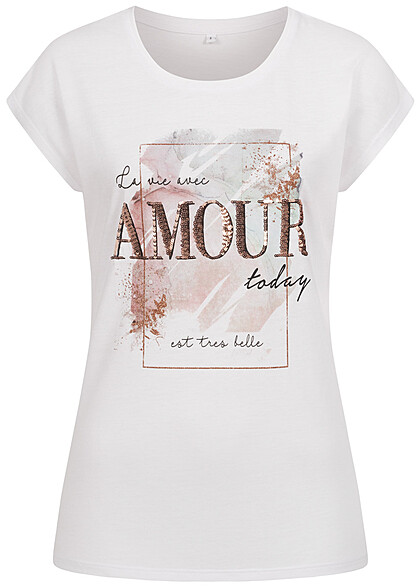 Cloud5ive Dames T-shirt met Amour print wit