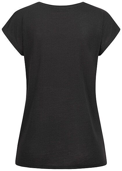 Cloud5ive Dames T-shirt met verbazingwekkende verenprint zwart