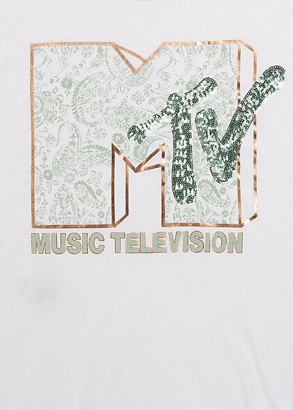 Cloud5ive Dames Disney MTV Paisley print T-shirt wit