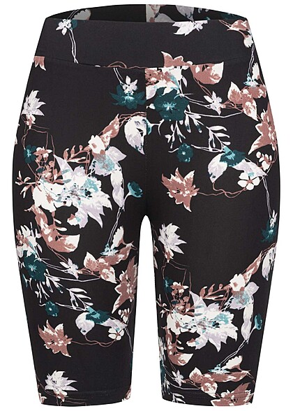 Urban Classics Dames Korte legging met all over bloemenprint en elastische tailleband zwart - Art.-Nr.: 23050026