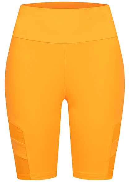 Urban Classics Dames Korte broek Legging met elastische tailleband en mesh details oranje - Art.-Nr.: 23050065